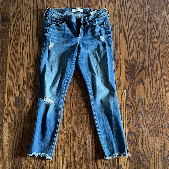 Like🆕SLINK Curvy Women's Distressed Blue Ankle Jeans Size 29/ 8 - Picture 1 of 8